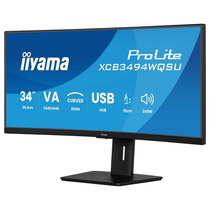 Iiyama ProLite XCB3494WQSU-B1 - Monitor Curvo Gaming 34" UWQHD (3440x1440), 1500R, 120Hz, 4ms, VA, Altavoces, Ajuste en Altura, Flicker-Free, VESA