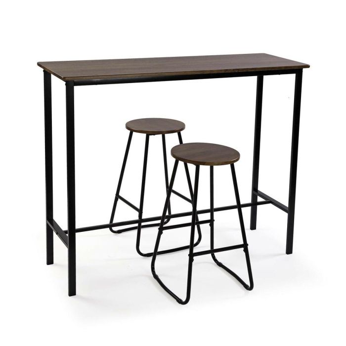 Conjunto de Mesa con 2 Sillas Versa Negro PVC Metal Madera MDF 40 x 120 x 100 cm