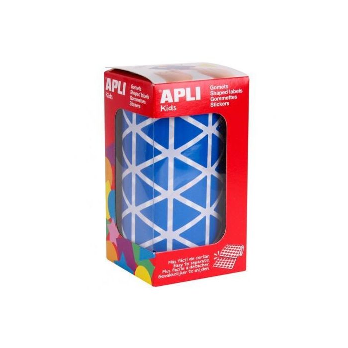 Apli Gomets Triangulares 20 mm Rollo Azul -Rollo 2832 Unidades-