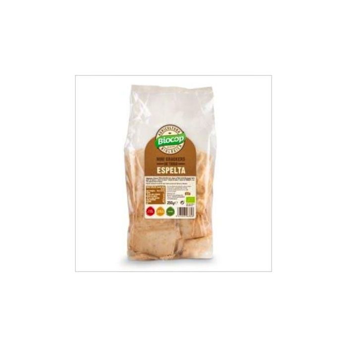 BIOCOP Mini Crackers de Trigo Espelta 250g Bio Veganos, Crujientes, Sin Levadura, Fuente de Fibra y Proteínas