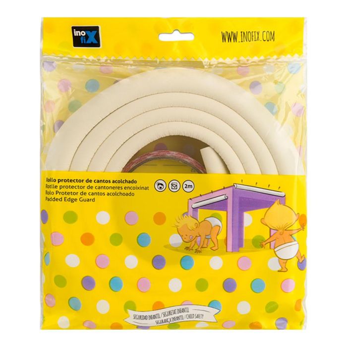 Inofix Rollo protector de cantos acolchado 2m blanco 5003-2-001, caucho de espuma flexible 1