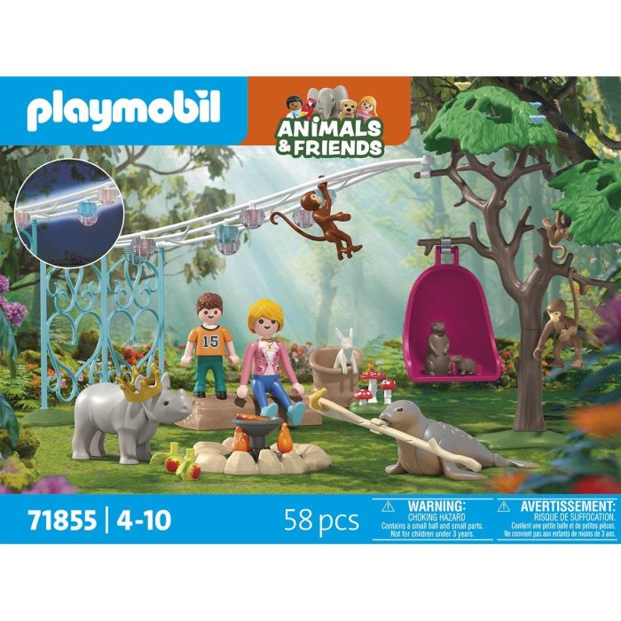 Playmobil 71855 Fiesta de Cumpleaños Animals y Friends en el Bosque con Luces que Brillan y Columpio Giratorio 1