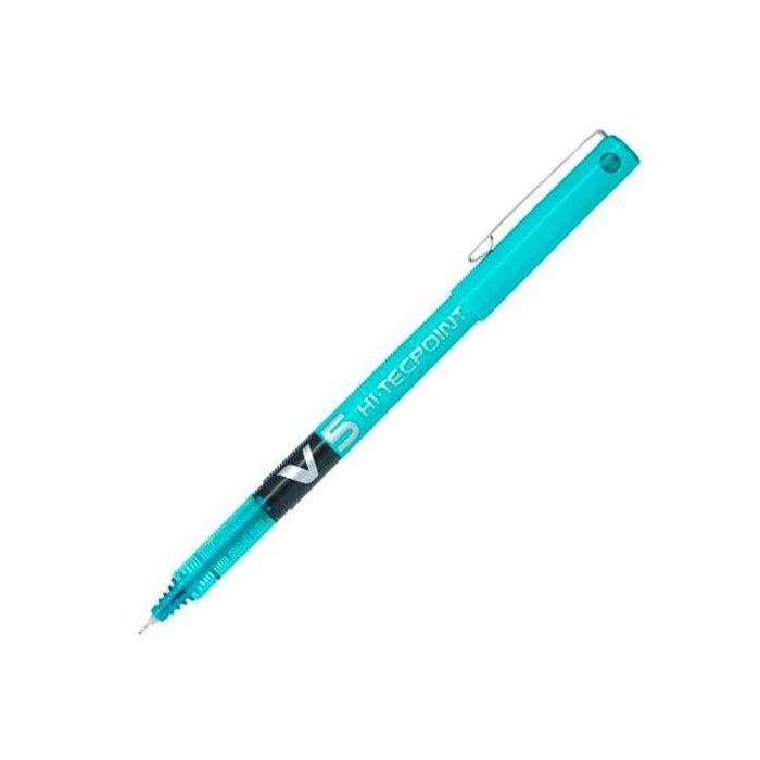Pilot Roller Tinta Líquida V-5 Hi-Tecpoint Azul Claro 0.5 mm Punta de Aguja, 2000m Escritura, Visor de Tinta, VSystem