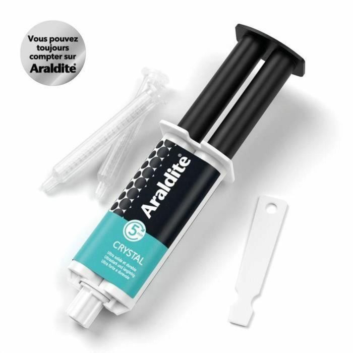 Araldite ARA1697016238490 Adhesivo Epoxi Bicomponente Crystal Transparente 24ml de Alta Resistencia para Montajes Discretos