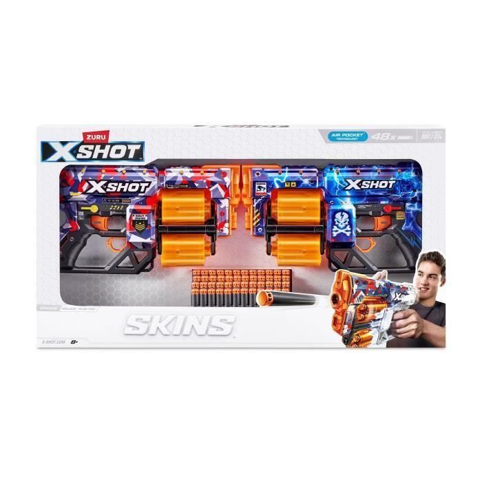 Pack Blasters - ZURU - XSHOT Skins Dread 2PK - Blasters de doble cañón giratorio con 48 dardos y tiro de 27 metros Pack Blasters - ZURU - XSHOT Skins Dread 2PK - Blasters de doble cañón giratorio con 48 dardos y tiro de 27 metros
