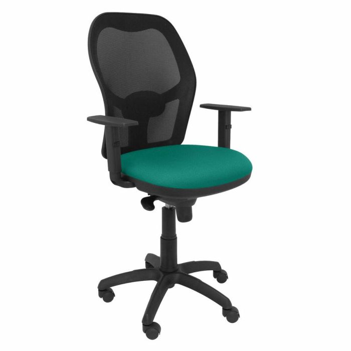 PIQUERAS Y CRESPO Silla Jorquera malla negra asiento bali verde esmeralda PIQUERAS Y CRESPO Silla Jorquera malla negra asiento bali verde esmeralda