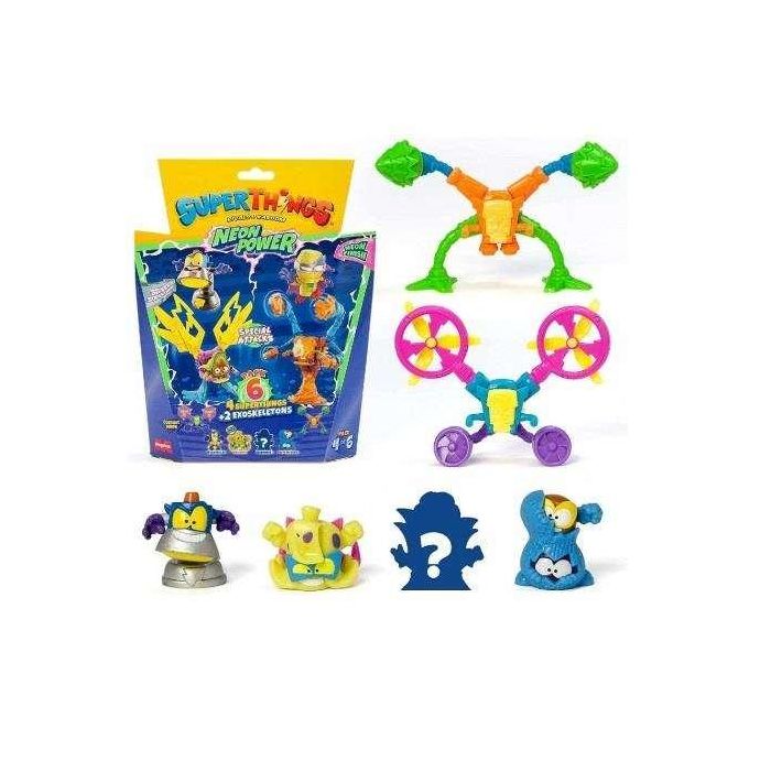 Superthings -pack 6 figuras-neon power. contiene 4 superthings + 2 exoskeletons.modelos sdos - modelos surtidos 1