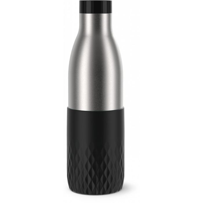 Emsa BLUDROP Sleeve Isoliertrinkflasche 0,7 Liter (schwarz, Edelstahl, Silikonmanschette) 0 Emsa BLUDROP Sleeve Isoliertrinkflasche 0,7 Liter (schwarz, Edelstahl, Silikonmanschette) 0