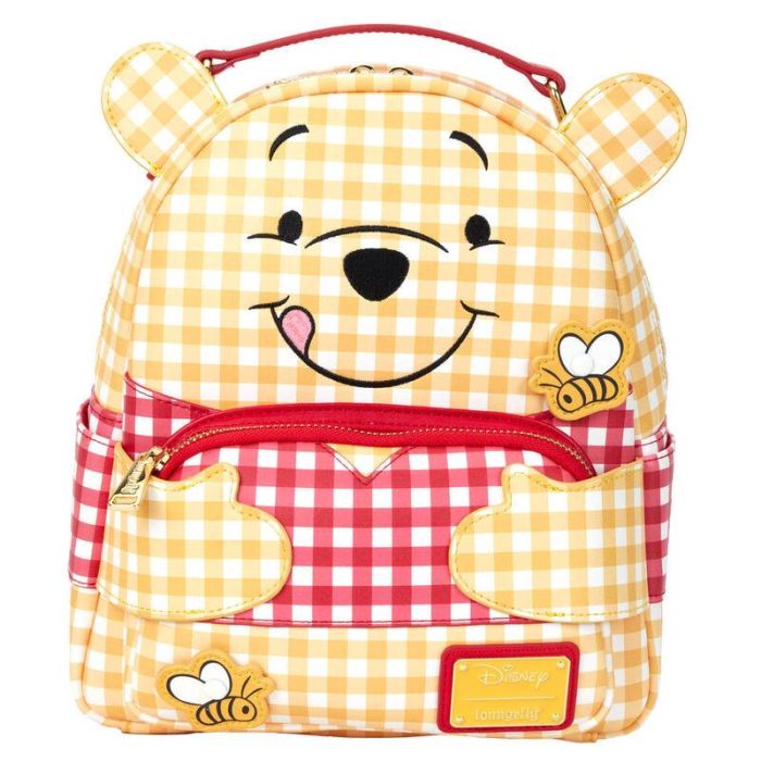 Loungefly Mochila Gingham Winnie the Pooh Disney, cuero vegano, detalles bordados y acolchados 17.5x25x10cm