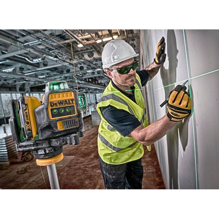 Nivel láser autonivelante verde de 3 líneas 360° xr 12v con batería li-ion 2ah dce089d1g-qw dewalt 6