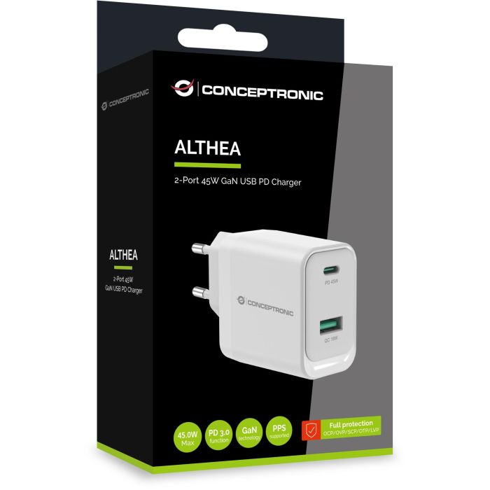 CONCEPTRONIC Ladegerät 2Port GaN USB-C/-A 45WPD3.0/PPS ws 4