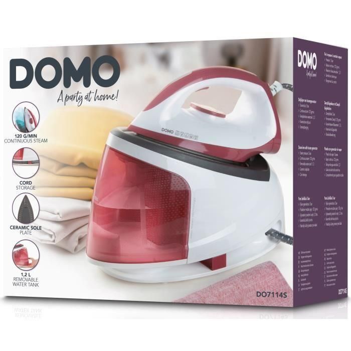 DOMO DO7114S - Plancha con generador de vapor - 5 bar - Vapor continuo 120g / min - Depósito de agua 1,2L - Suela de cerámica 1