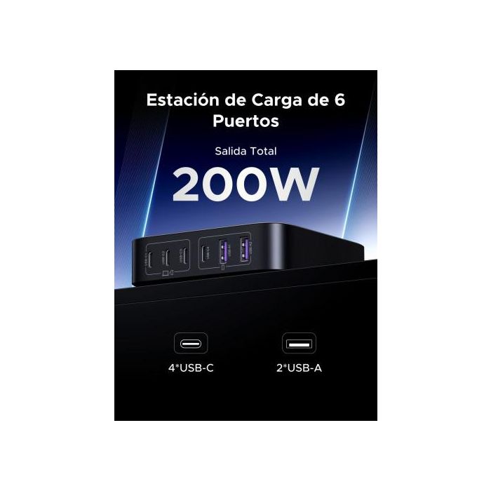 UGREEN Cargador Nexode 40914, 200W, GaN II, Carga Rápida, Negro/Gris, Compatible Universal 8 UGREEN Cargador Nexode 40914, 200W, GaN II, Carga Rápida, Negro/Gris, Compatible Universal 8