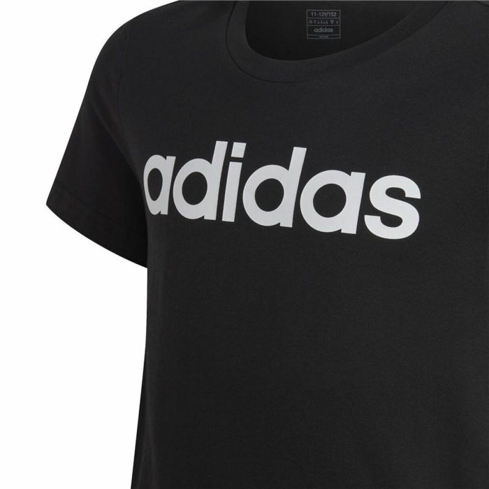 Camiseta de Manga Corta Infantil Adidas Essentils Logo Linear Negro 2