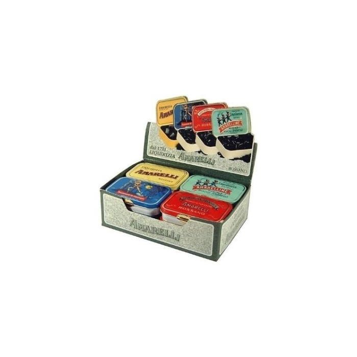 AMARELLI Regaliz Mixto Surtido 40g Expositor 12 unidades (Spezzata, Spezzatina, Rombetti, Favete)