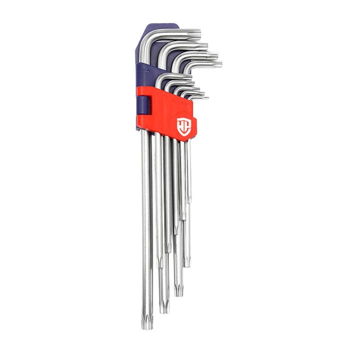 Workpro Llaves Torx Cr-V de Brazo Largo, Juego 9 Piezas con Soporte (T10, T15, T20, T25, T27, T30, T40, T45, T50)