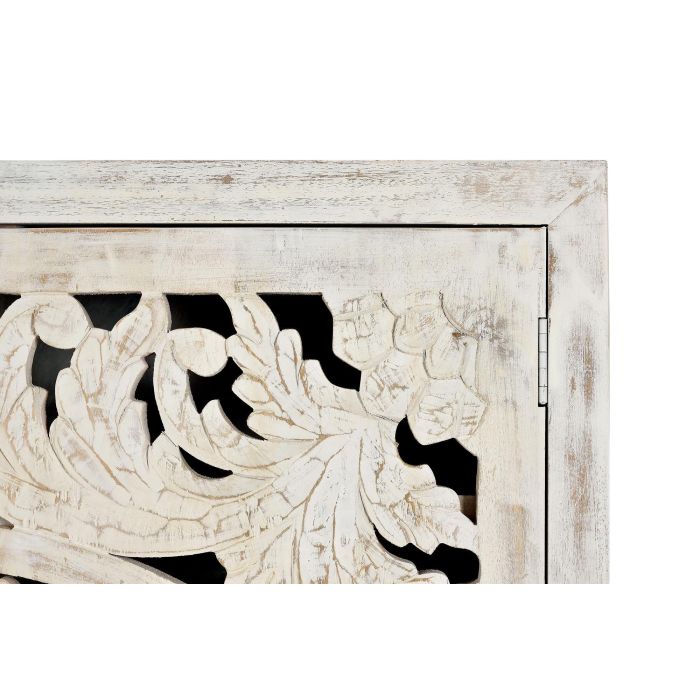 Giner y Colomer Vitrina Madera de Mango Maciza 2 Puertas Blanco Envejecido 160x110 cm 4