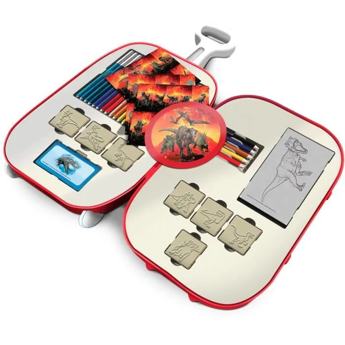 Mundo Jurásico Estuche de Sellos y Dibujos con 5 Sellos, 10 Lápices, Tinta y Cuaderno 1