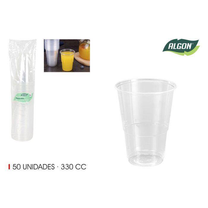 Set de 50 vasos transparentes 330 cc Algon (12 Unidades) Set de 50 vasos transparentes 330 cc Algon (12 Unidades)