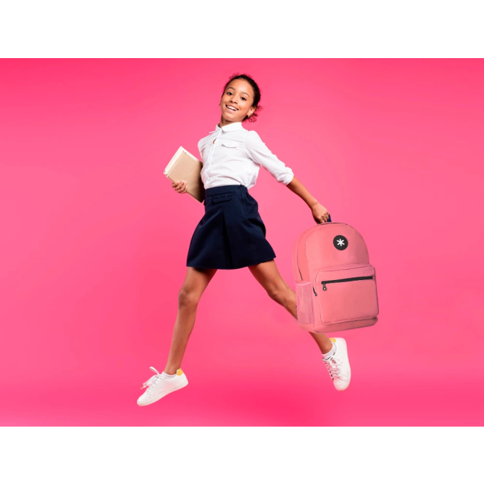 Antartik Mochila escolar con asa y bolsillo frontal con cremallera, color Coral, 320x140x430 mm 10