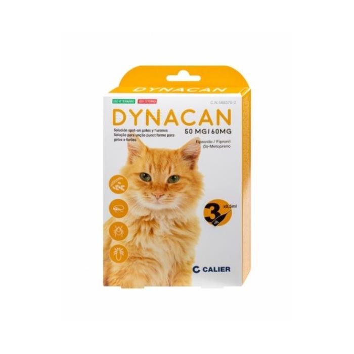 Calier Dynacan Spot On para Gatos y Hurones - Elimina Pulgas, Garrapatas, Huevos y Larvas - 3 Pipetas de 0,5 mL Calier Dynacan Spot On para Gatos y Hurones - Elimina Pulgas, Garrapatas, Huevos y Larvas - 3 Pipetas de 0,5 mL