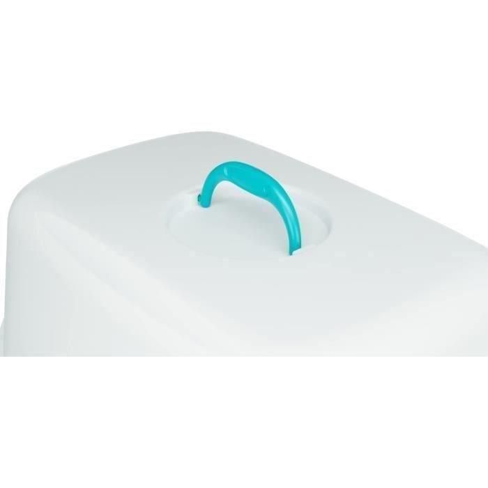 Trixie Vico Caja de arena con tapa y escotilla, doble borde anti-salpicaduras, cierre Easy Click, aguamarina para gato 40x40x56cm 3