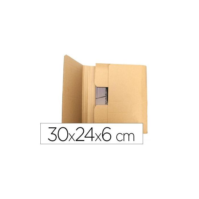 Caja Para Embalar Libros Q-Connect Carton Reciclado Canal Simple 3 mm Color Kraft 300x240x60 mm 5 unidades