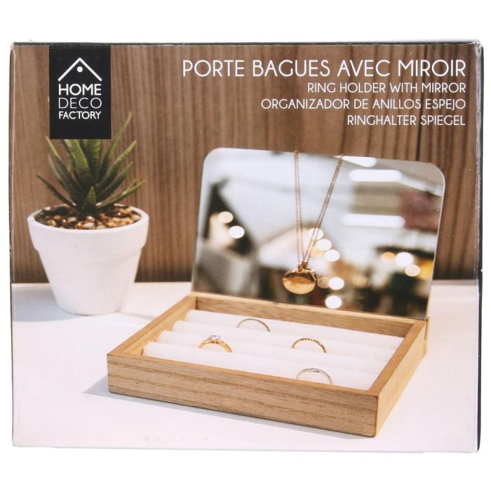 Home Deco Factory Joyero Anillos con Espejo Natural 15x13 cm 1