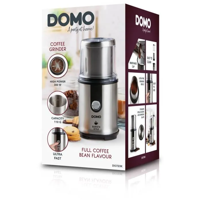 Domo DO723K Molinillo de Café Eléctrico, 300 W, Capacidad 110 g, Mecanismo de Molienda con Muelas 3