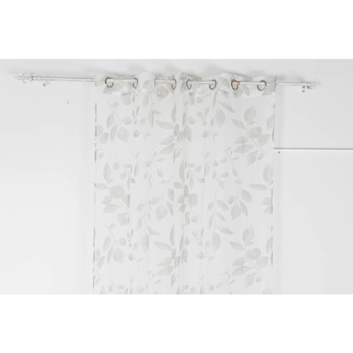 DKD Home Decor Cortina Visillo Oriental con Hojas Poliester Gris Claro Blanco 270x140 cm (2 Unidades) 1 DKD Home Decor Cortina Visillo Oriental con Hojas Poliester Gris Claro Blanco 270x140 cm (2 Unidades) 1