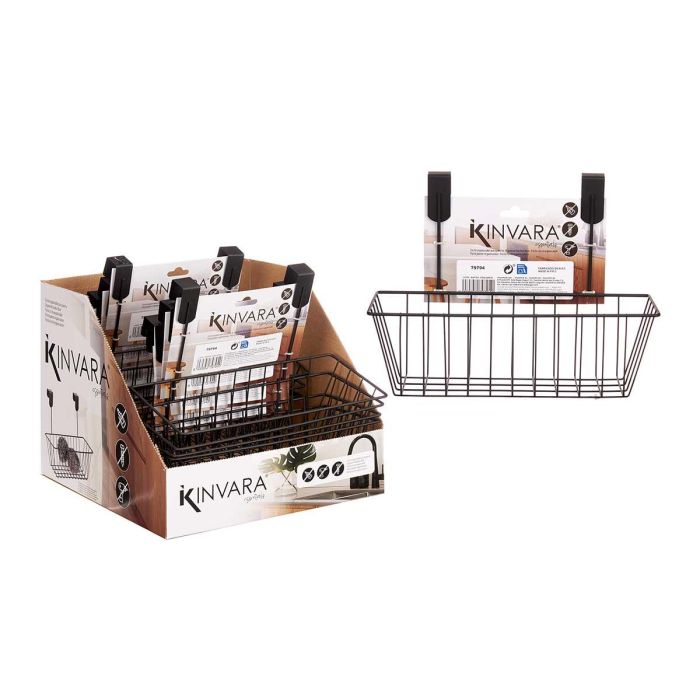 Soporte Negro Metal Percha Cesta Kinvara 28X20CM (8 Unidades) 2 Soporte Negro Metal Percha Cesta Kinvara 28X20CM (8 Unidades) 2