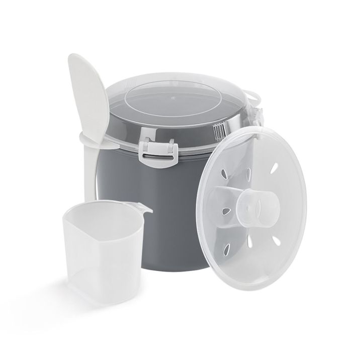 Metaltex Cocedor de arroz y cereales para microondas, 2.2L, 20.5x17x16cm, incluye dosificador y espátula 1