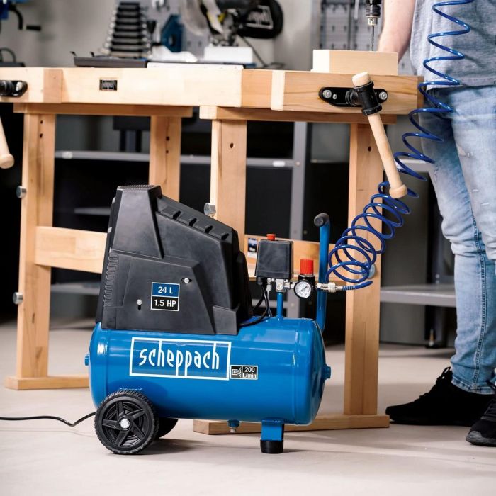 Scheppach HC30o Compresor de Aire Horizontal Exento de Aceite, Depósito 24 Litros, 8 Bares de Presión, Incluye 13 Accesorios 1 Scheppach HC30o Compresor de Aire Horizontal Exento de Aceite, Depósito 24 Litros, 8 Bares de Presión, Incluye 13 Accesorios 1