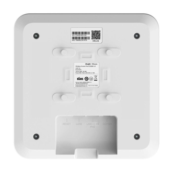 REYEE AX3200 Wi-Fi 6 Multi-Gigabit Ceiling Mount Indoor AP 1 2.5Gbps RJ45 port, 1 Gigabit RJ45 port 3 REYEE AX3200 Wi-Fi 6 Multi-Gigabit Ceiling Mount Indoor AP 1 2.5Gbps RJ45 port, 1 Gigabit RJ45 port 3