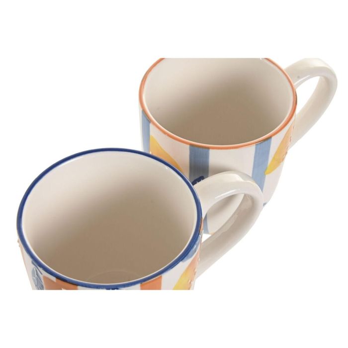 DKD Home Decor Mug Mediterraneo Gres Azul Amarillo Blanco Naranja 10.5 x 11.5 x 16 cm (4 Unidades) 3