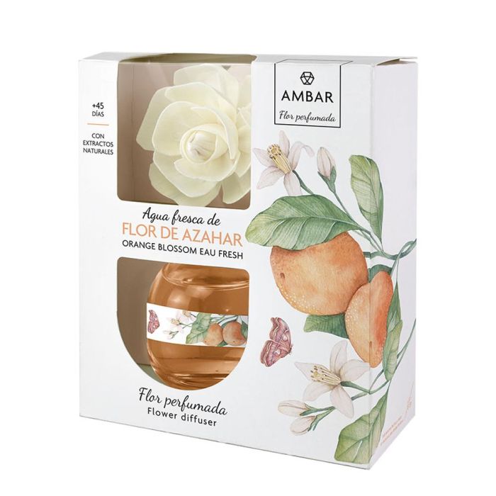 Ambar Ambientador difusor agua fresca flor de azahar 60ml con extractos naturales, aroma naranja 0 Ambar Ambientador difusor agua fresca flor de azahar 60ml con extractos naturales, aroma naranja 0