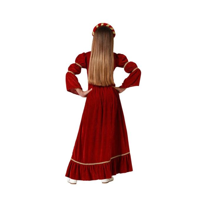Disfraz Reina Medieval Rojo Vestido Con Diadema Niña 5-6 Años