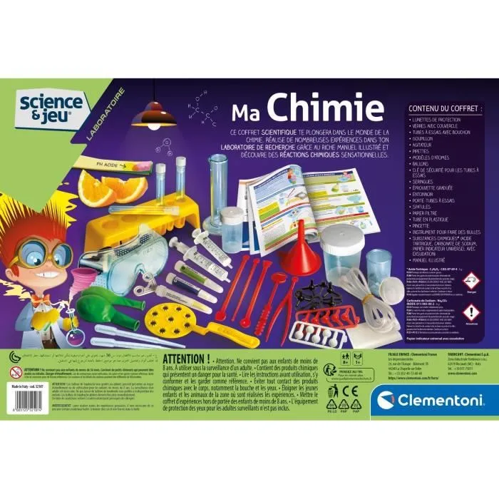 Clementoni Juego Científico Ma Chimie para Niños a Partir de 8 Años Realiza Más de 150 Experimentos