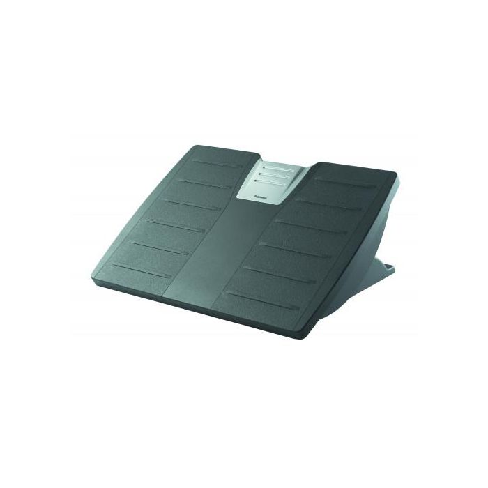 Fellowes Reposapiés Ajustable 8035001 con Microban y Certificación Ergonómica Fira, Negro/Plateado
