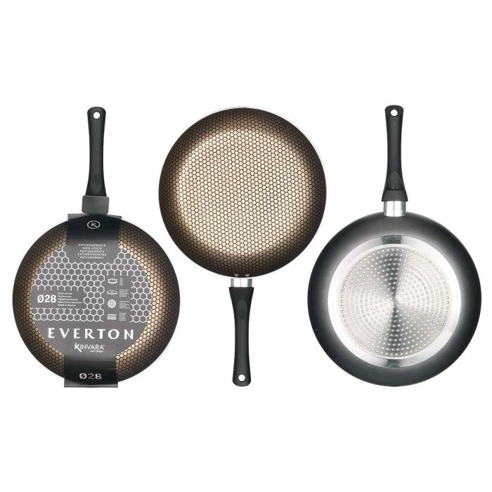 Sartén Antiadherente Kinvara 12 Negro Aluminio Baquelita 28 cm Inducción 2
