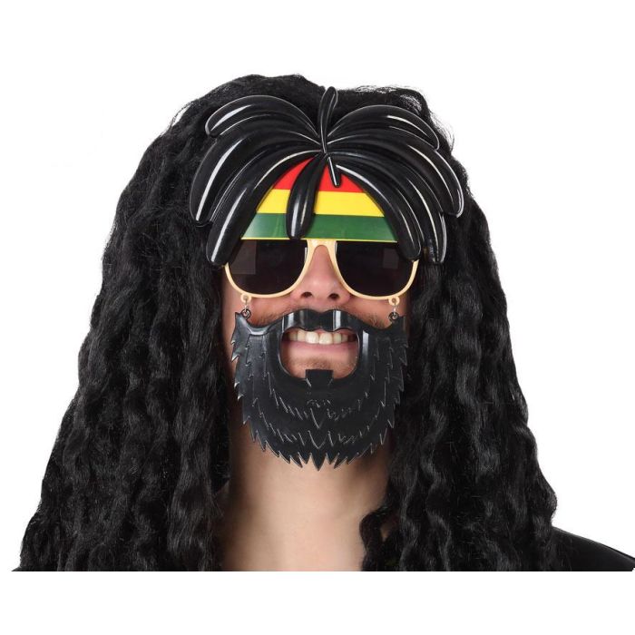 Gafas Rastafari con Barba y Peluca - Disfraz Divertido para Fiestas Temáticas Reggae