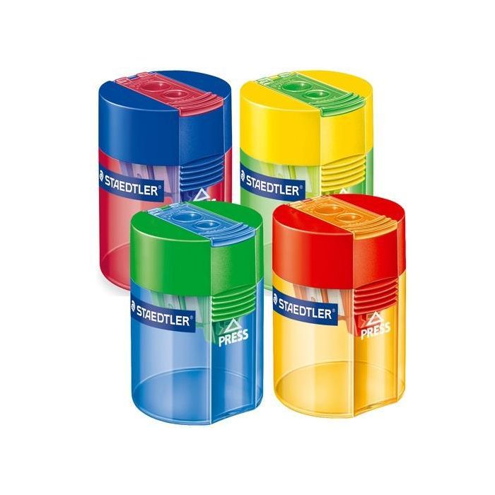 Staedtler 512 Afilalápices Doble con Depósito Transparente, Colores Surtidos, Para Lápices Finos y Gruesos (10 Unidades) (10 Unidades)