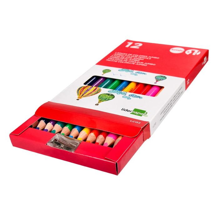 Lapices De Colores Liderpapel Jumbo Con Sacapuntas Caja De 12 Unidades Colores Surtidos 2