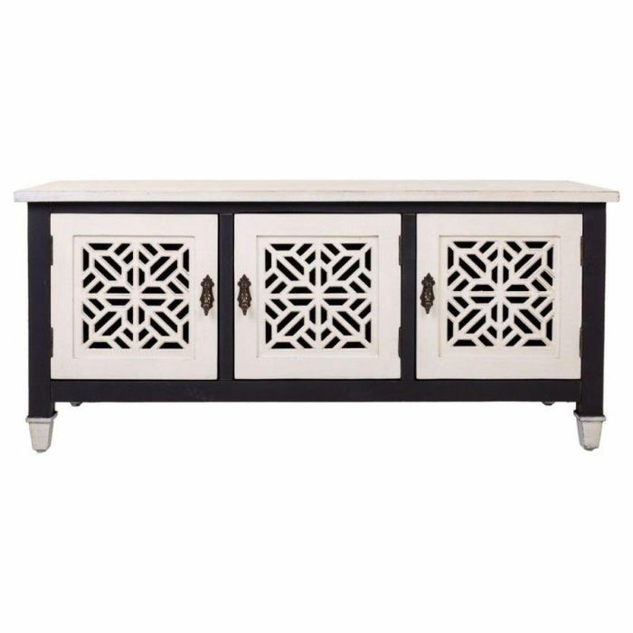 Mueble Auxiliar Alexandra House Living Blanco Negro Madera de abeto Madera MDF 40 x 46 x 105 cm 5