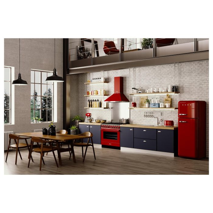 Smeg TSF01RDEU Tostador de Pan para 2 Rebanadas, Color Rojo, Control por Botones, Acero Inoxidable, Función Descongelar y Recalentar, 950W