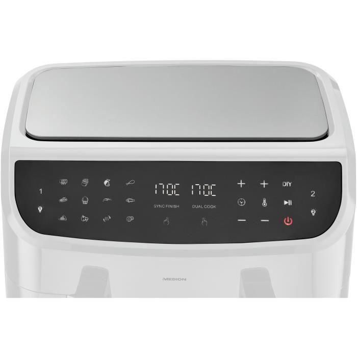 Freidora de Aire Caliente - MEDION - P20 XXL Twin - 2600 W - 2 cestos - 9 programas - Blanca 2 Freidora de Aire Caliente - MEDION - P20 XXL Twin - 2600 W - 2 cestos - 9 programas - Blanca 2