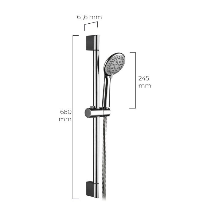 Edm Barra de Ducha con Flexo 1.5m y Mango Serie Altea Cromado Acero Inox. 68cm Soporte Orientable Deslizante Multifunción 3 Posiciones 1 Edm Barra de Ducha con Flexo 1.5m y Mango Serie Altea Cromado Acero Inox. 68cm Soporte Orientable Deslizante Multifunción 3 Posiciones 1