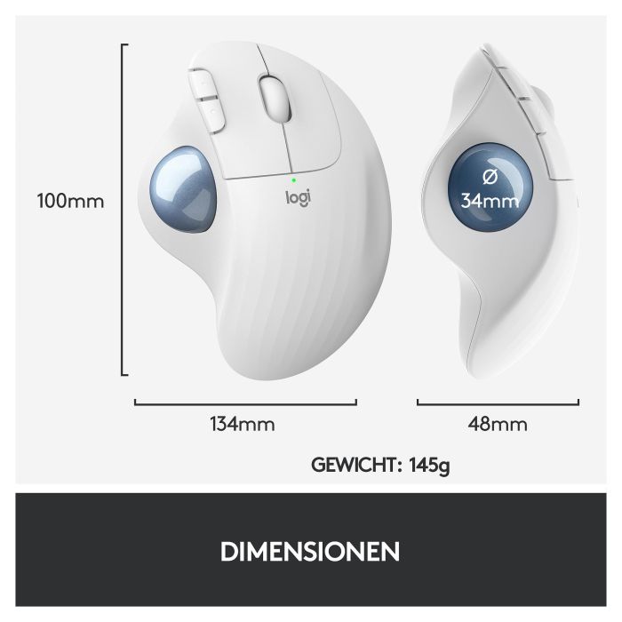 Logitech Ratón Trackball Ergo M575 Bluetooth Inalámbrico Blanco 5