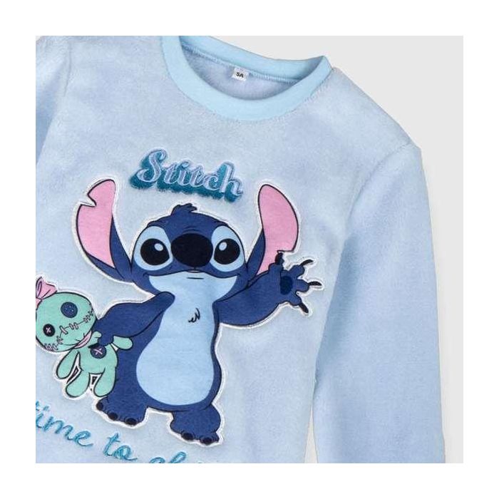 Cerdá Pijama Largo Stitch de Velour para Niños, Talla 10 Años, Color Azul Claro 2