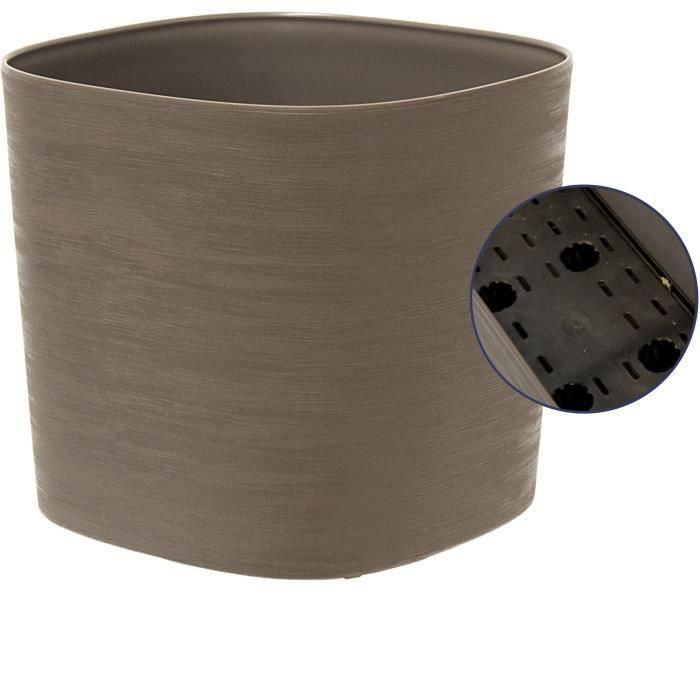 Maceta con reserva de agua - GARDEN ID Respect - Taupe 40 x 40 cm - 100% residuos domésticos - 100% reciclable - Superficie estructurada. 2 Maceta con reserva de agua - GARDEN ID Respect - Taupe 40 x 40 cm - 100% residuos domésticos - 100% reciclable - Superficie estructurada. 2